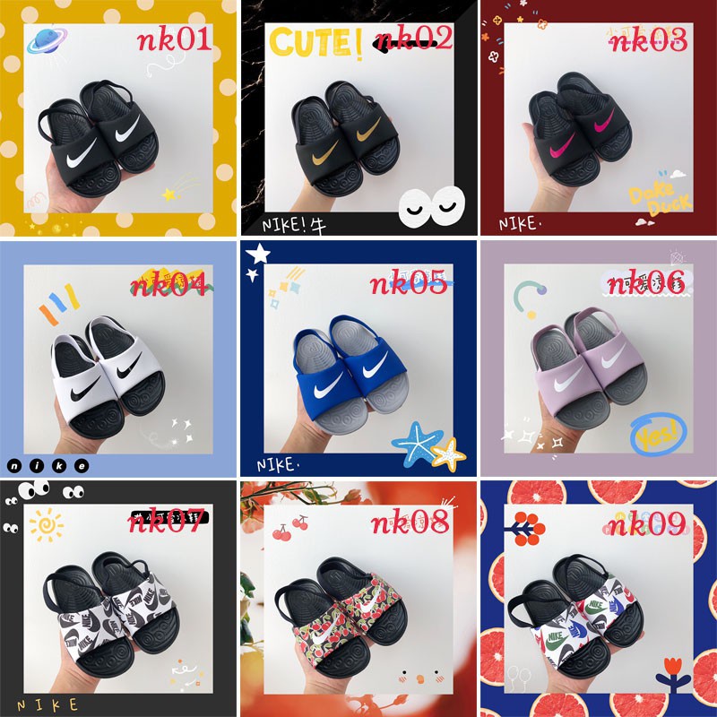 Giày dép trẻ em NIKE KAWA  Dép nam nữ Giày dép Unisex Đen trắng Hồng xanh Dép