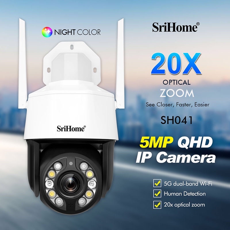 Camera ngoài trời srihome sh041 zoom 20x 5.0mpx đạt tiêu chuẩn xuất khẩu châu âu