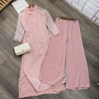 ÁO DÀI HỒNG ĐÍNH NGỌC