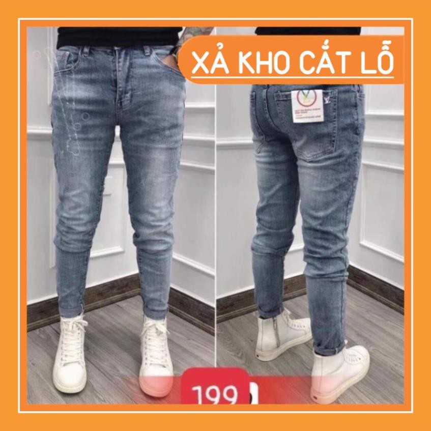 Quần jean nam tenji màu xanh không rách chất bò cao cấp co dãn 4 chiều cực đẹp, quần rin nam QDJ199 Nhiều mẫu mới