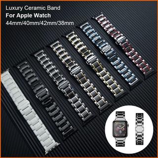 Business Classic Ceramic Band For Apple Watch 44mm 42mm 40mm 38mm Bands iWatch Series SE 6 5 4 3 2 Double Color Luxury Replace Strap