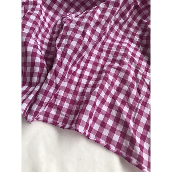 Vải thô carô tím cẩm