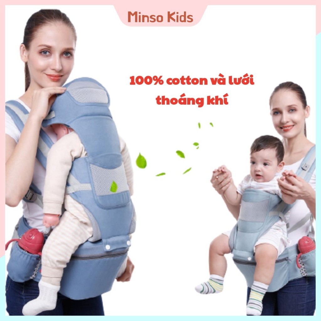 Địu e bé chống gù 4 tư thế 15 cách địu tiện lợi, sản phẩm phù hợp cho bé từ 0 - 36m - Minso Kids