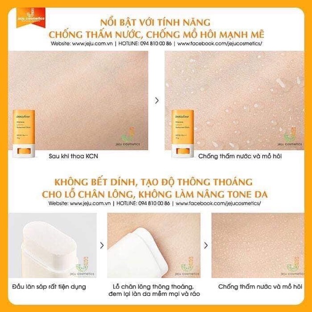 Kem chống nắng thỏi Innisfree intensive leisure suncreen stick SPF50+/PA++++