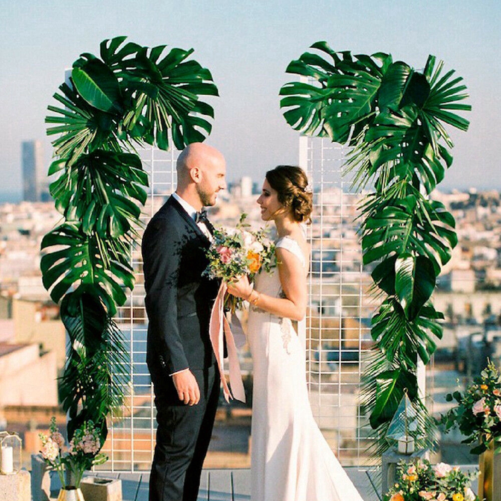 6 Pcs Hawaiian Green Jungle Artificial Tropical Palm Leaf Hula Party Desktop Decoration