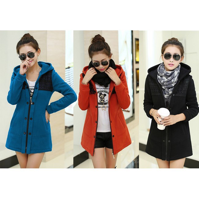 ❌ Hàng Vừa Về - Đẹp Mê Li ❌Áo Khoác Nữ Form Dài Phối Ren (Cô ban  , đỏ . đen) - LV452D010