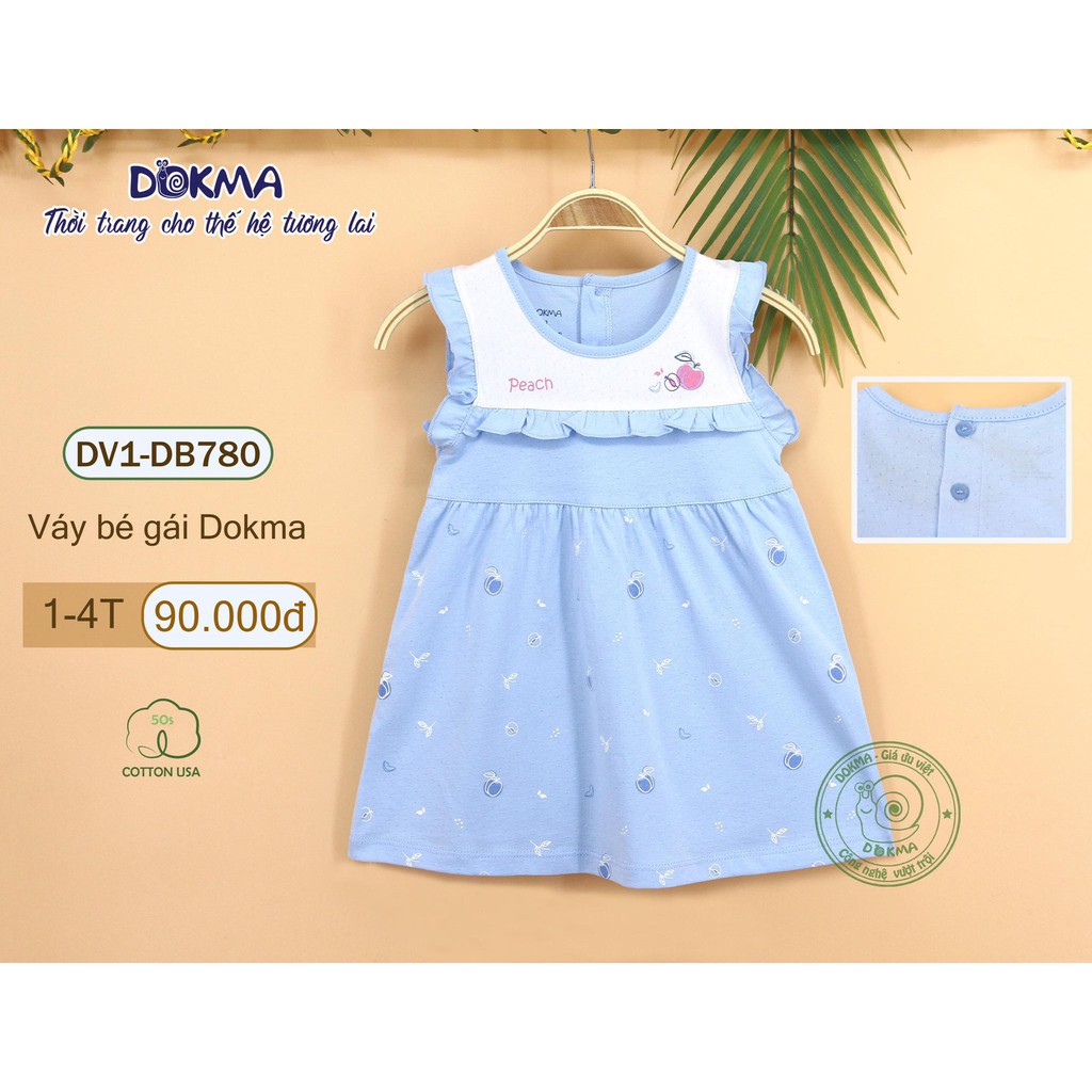 (1-4Y) Váy ba lỗ/váy sát nách đáng yêu vải cotton cho bé - DOKMA