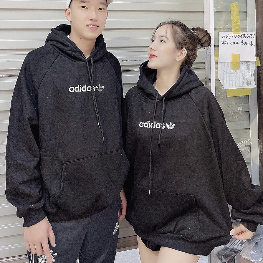 Áo Hoodie Nữ Áo Hoodie Nam Mặc Đôi Adidas Form Rộng Thêu Logo Có Mũ Chất Nỉ Dày Unisex