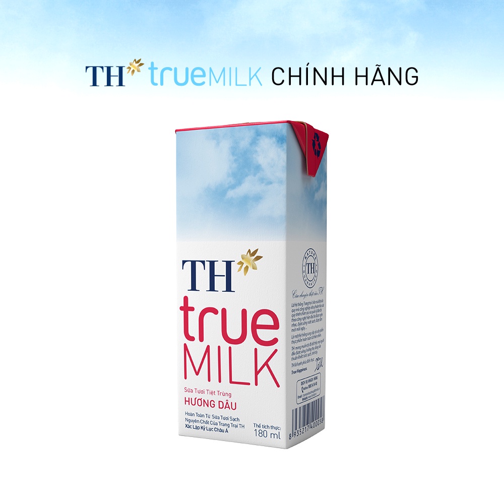 [HSD T8-2022] Thùng 48 Hộp Sữa tươi tiệt trùng TH true MILK HƯƠNG DÂU 180ml