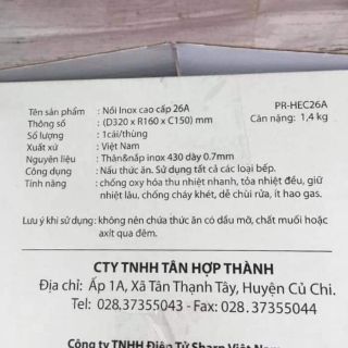 NỒI H&E COOK 1 ĐÁY INOX PHI 26cm - HÀNG TRƯNG BÀY CÓ XƯỚC NHẸ KHÔNG ĐÁNG KỂ