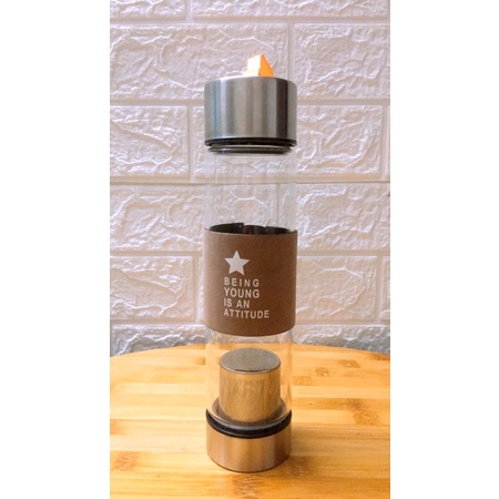 Bình nước thuỷ tinh chịu nhiệt 480ml có lõi lọc trà lịch sự dùng cho văn phòng