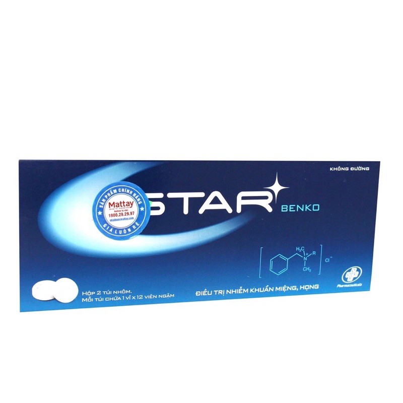 ✅ Kẹo Ngậm STAR BENKO Hộp 24 Viên -  Xóa tan cảm giác, mệt mỏi