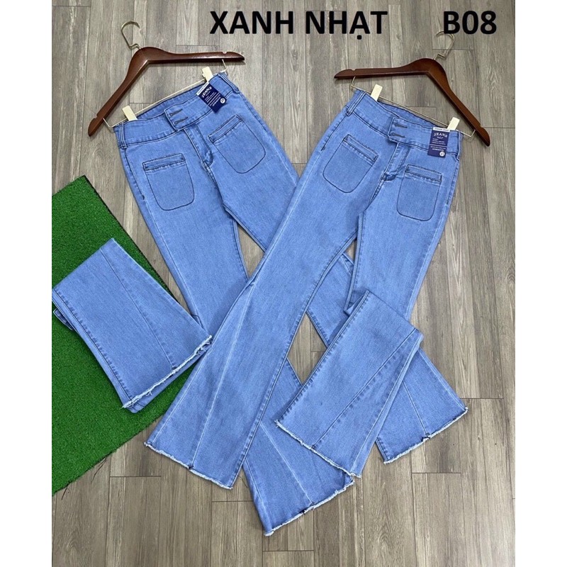 Quần Jeans Nữ Ống Loe Dài Túi Kiểu Thời Trang