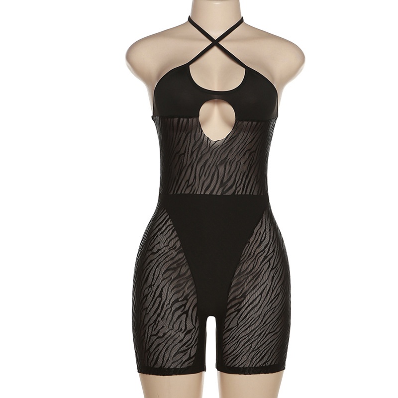 Áo Liền Quần Hở Lưng Họa Tiết Kẻ Sọc Phong Cách Đường Phố Quyến Rũ Cho Nữ