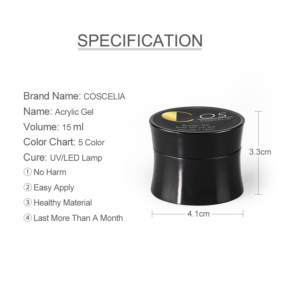 [Hàng mới về] Gel đắp móng UV 15ml có 5 màu tùy chọn chất lượng cao