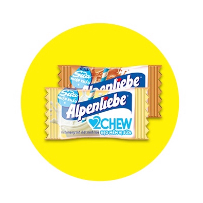KẸO ALPENLIEBE 2CHEW VỊ SỮA &amp; TRÀ SỮA ĐƯỜNG ĐEN 227,5G