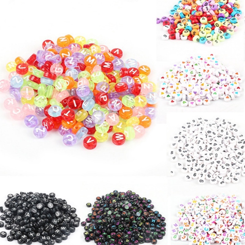Set 100 Hạt Xâu Hình Chữ Cái 4x7mm Tiện Dụng