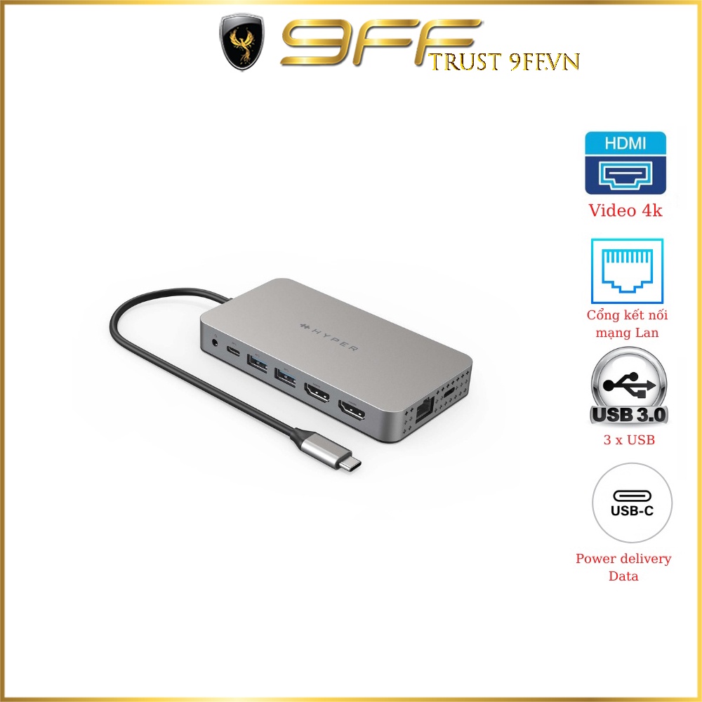 Cổng Chuyển Hyperdrive Dual 4k HDMI 10-IN-1  Bộ Chuyển Đổi USB-C Hub  - Bảo Hành 24 Tháng