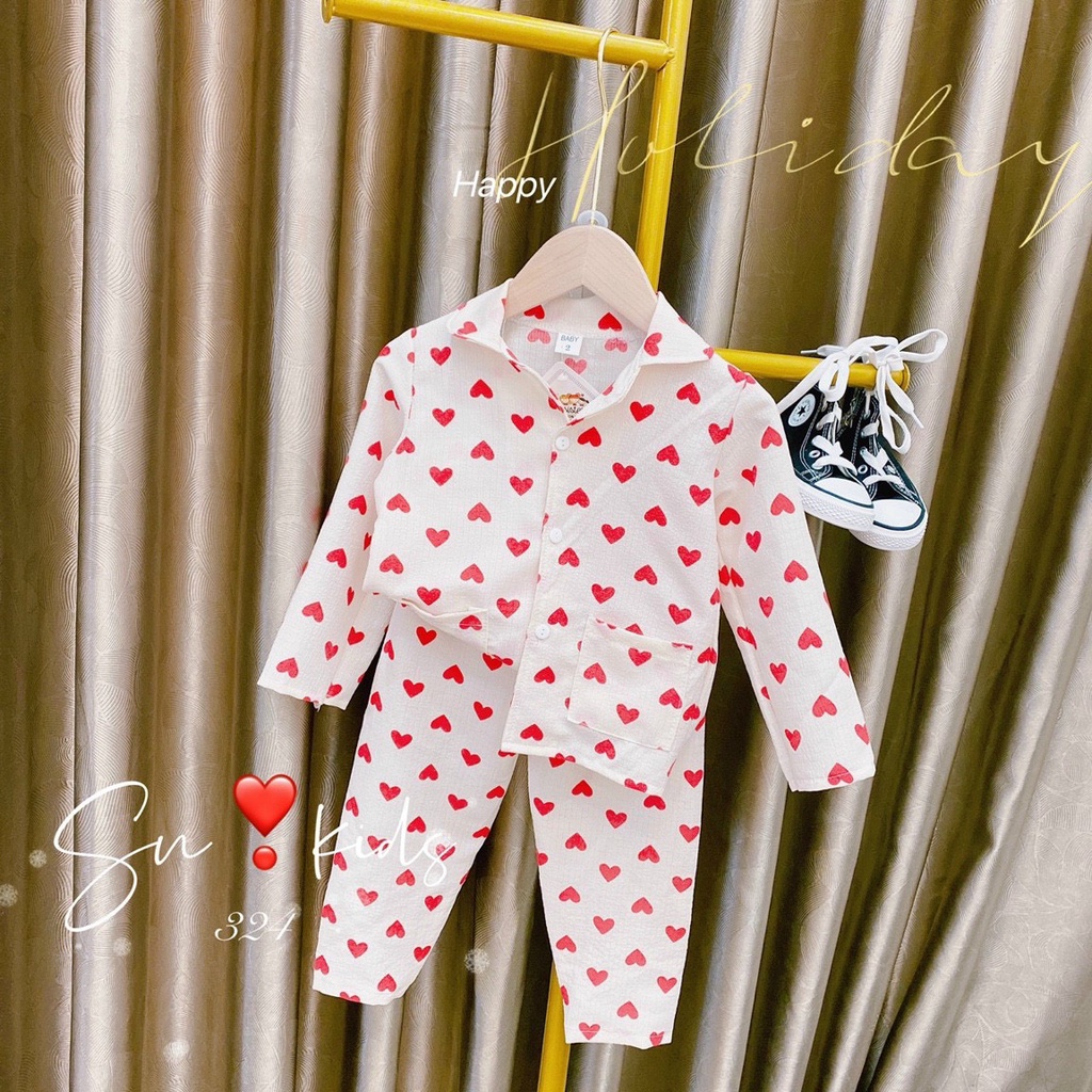 Bộ Pijama Dài Tay Thu Đông Cho Bé Trai Bé Gái