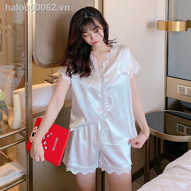 Bộ Đồ Ngủ Tay Ngắn Cổ Chữ V Phối Ren Thời Trang Mùa Hè Cho Nữ | BigBuy360 - bigbuy360.vn