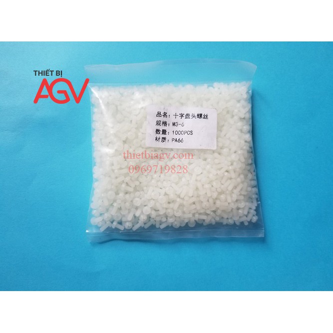 Vít nhựa, bulông nhựa M3x6, M3x10 (20 chiếc/túi)