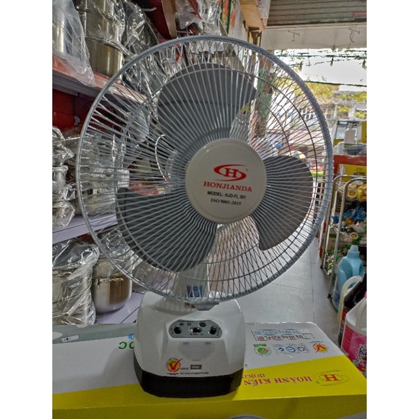 Quạt sạc 2 bình ác quy đa chức năng Honjianda HJD - FL 301 LED