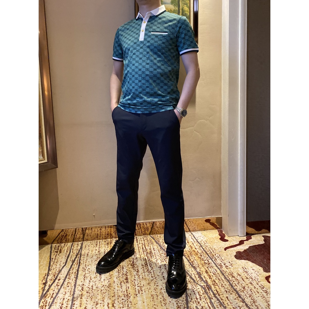 Áo polo tay ngắn thời trang nam cao cấp 𝑮𝒖𝒄𝒄𝒊 𝑮𝑪 𝑮𝑮 sành điệu, thanh lịch