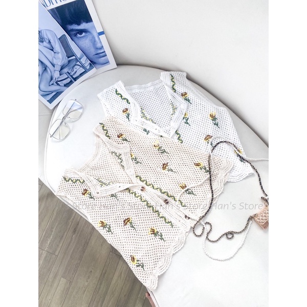 ÁO GHILE LEN ĐAN HOA XINH XẮN