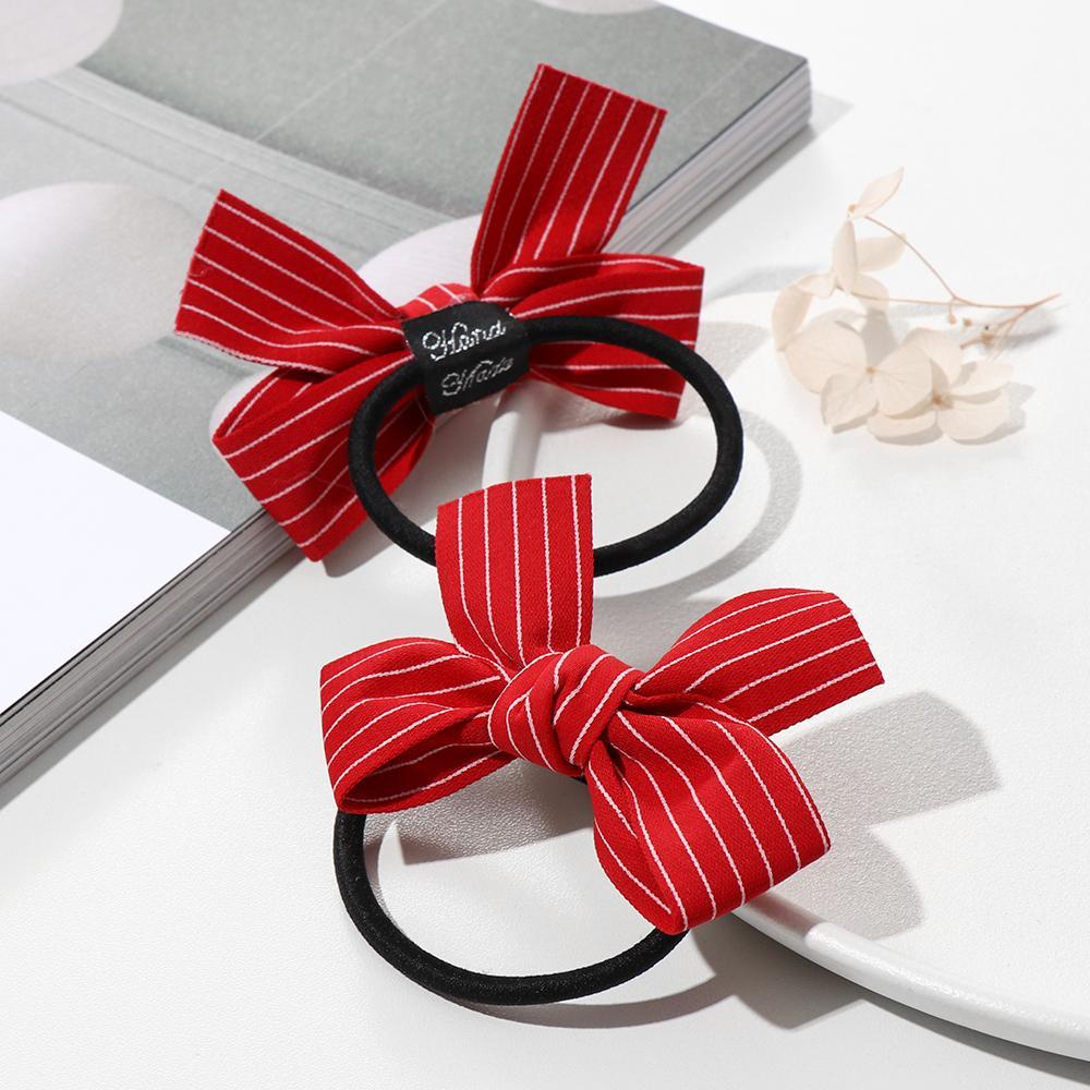 Set 2 Dây Cột Tóc Nơ Họa Tiết Chấm Bi Thời Trang