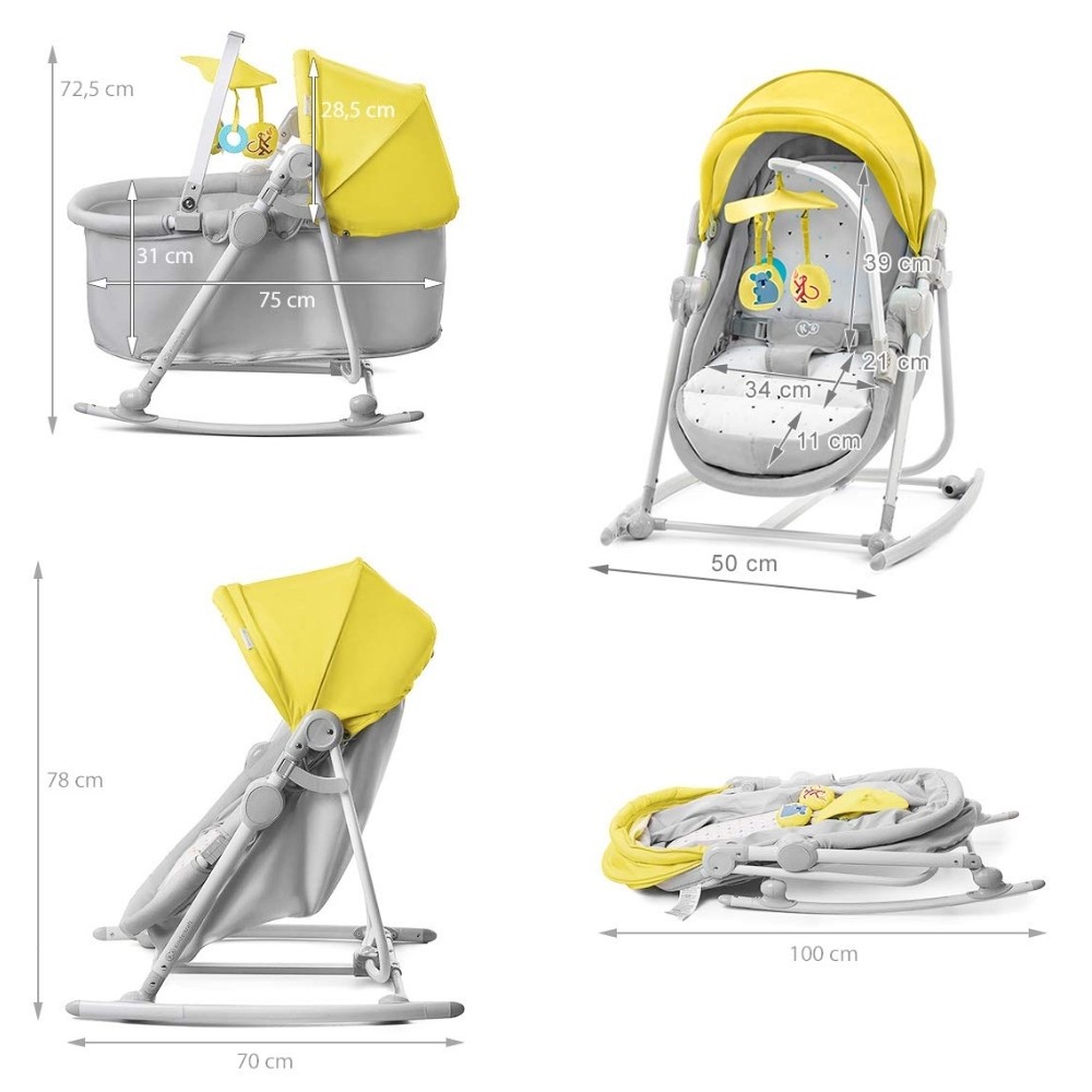 Ghế nôi đa năng Kinderkraft Unimo 5in1 cho bé sơ sinh đến 18kg - Ghế rung, nôi cũi lắc Gấp gọn