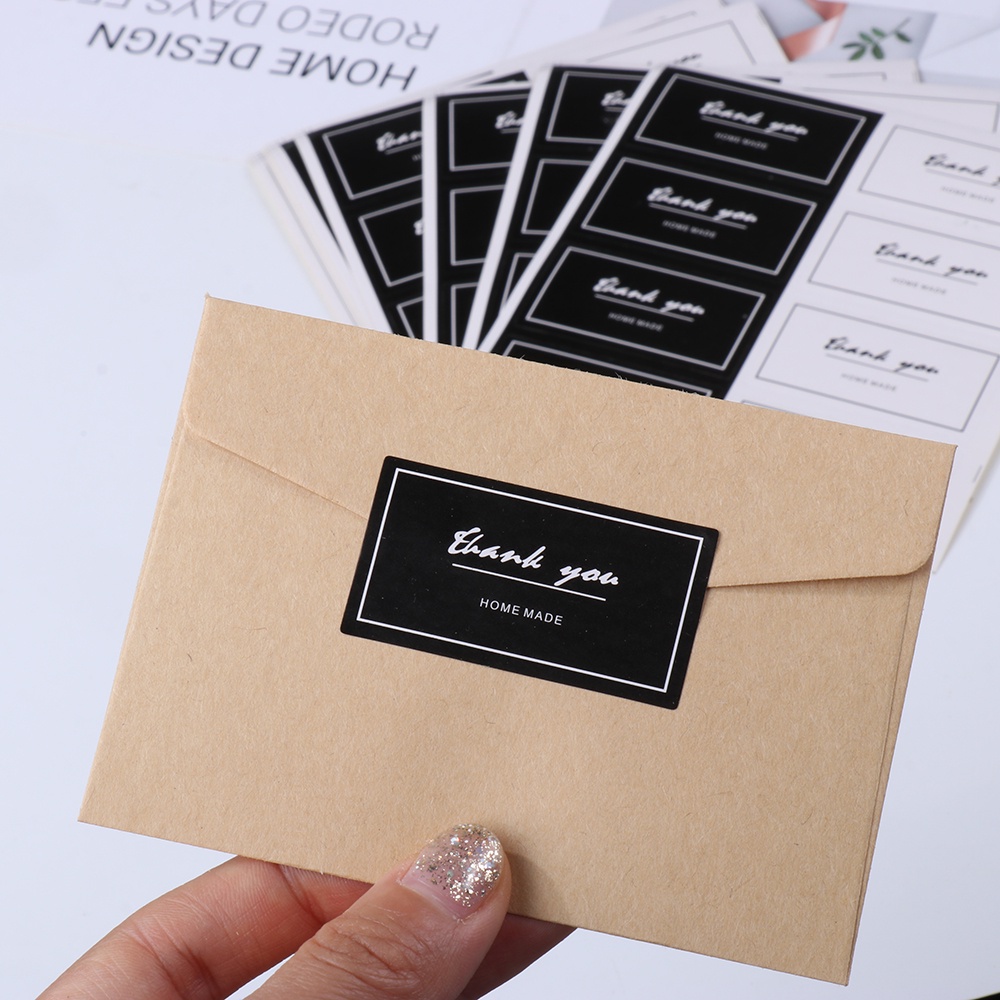 Set 160 Nhãn Dán Chữ Thank You Màu Trắng Đen Trang Trí Gói Quà