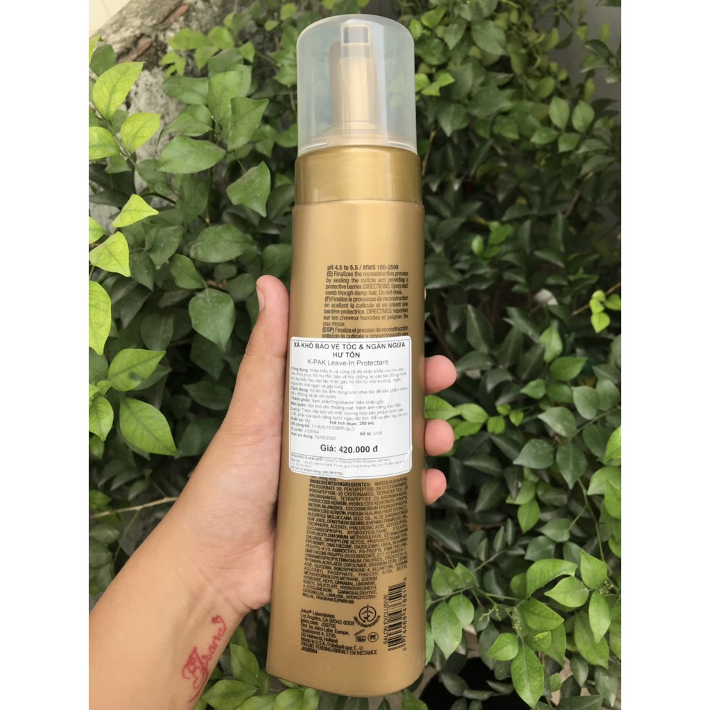 Xả khô bảo vệ tóc và ngăn ngừa hư tổn K-Pak Leave-In Protectant Joico 250ml