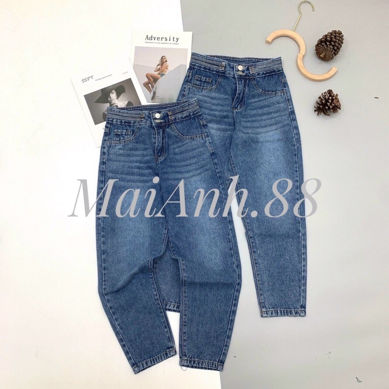 Quần jeans baggy MaiAnh.88 quần jean nữ lưng cao cạp đinh cá tính | BigBuy360 - bigbuy360.vn