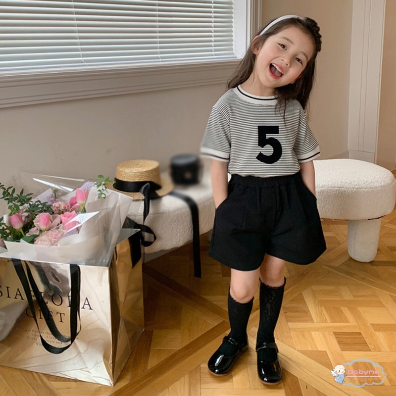 Quần ngắn ống rộng Lưng Thun Phong Cách Thể Thao Dành Cho Bé Gái