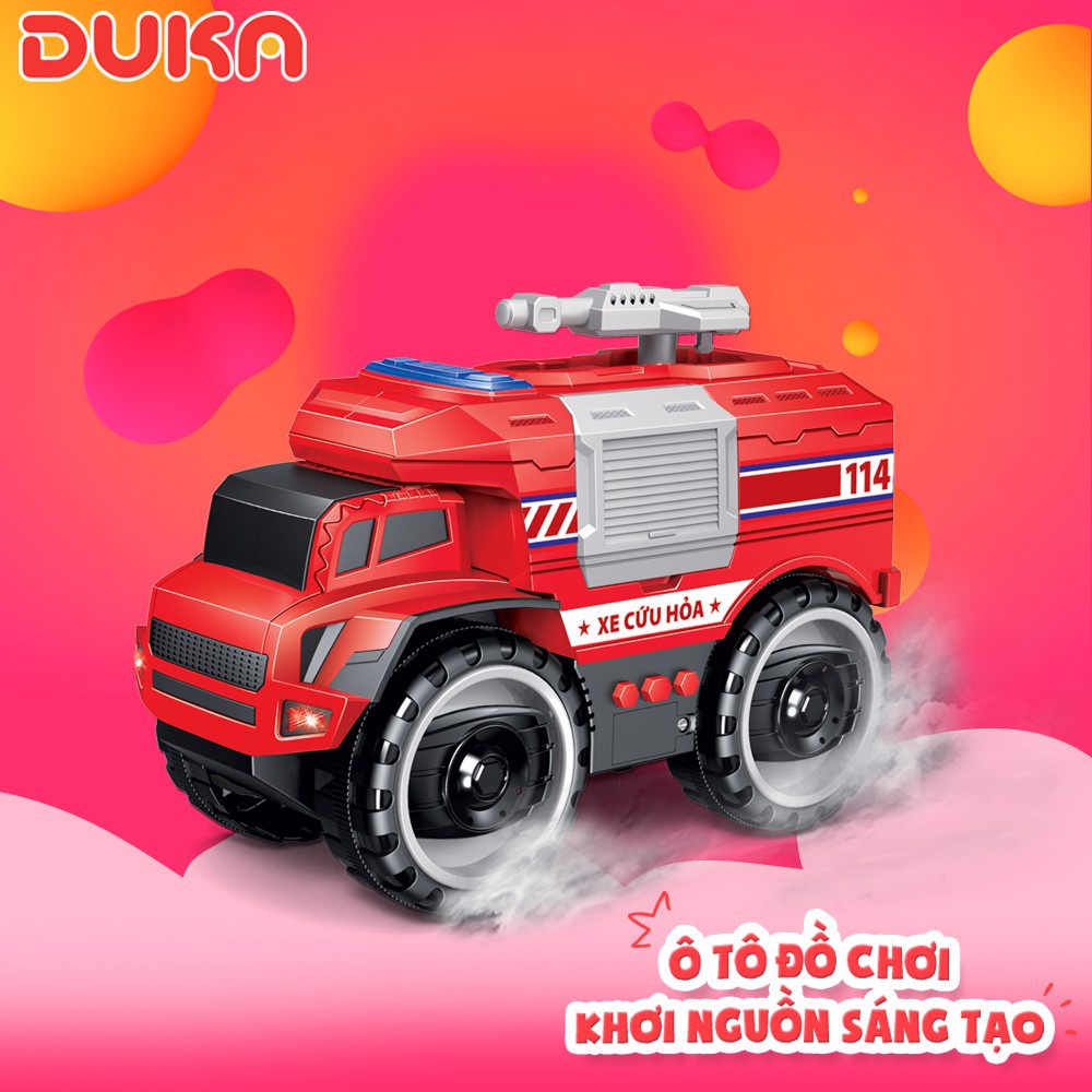 Đồ Chơi Trẻ em Xe Cứu Hỏa DUKA - Kết Hợp Ánh Sáng Và Âm Thanh - SF832334 An Toàn Cho Trẻ