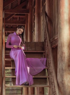 Áo dài 4 tà chiffon kèm quần
