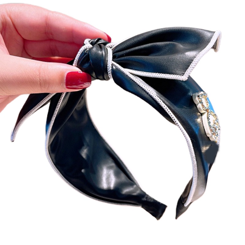 Băng Đô Thắt Nơ Bằng PU Đính Đá Phong Cách Vintage Dành Cho Gấu