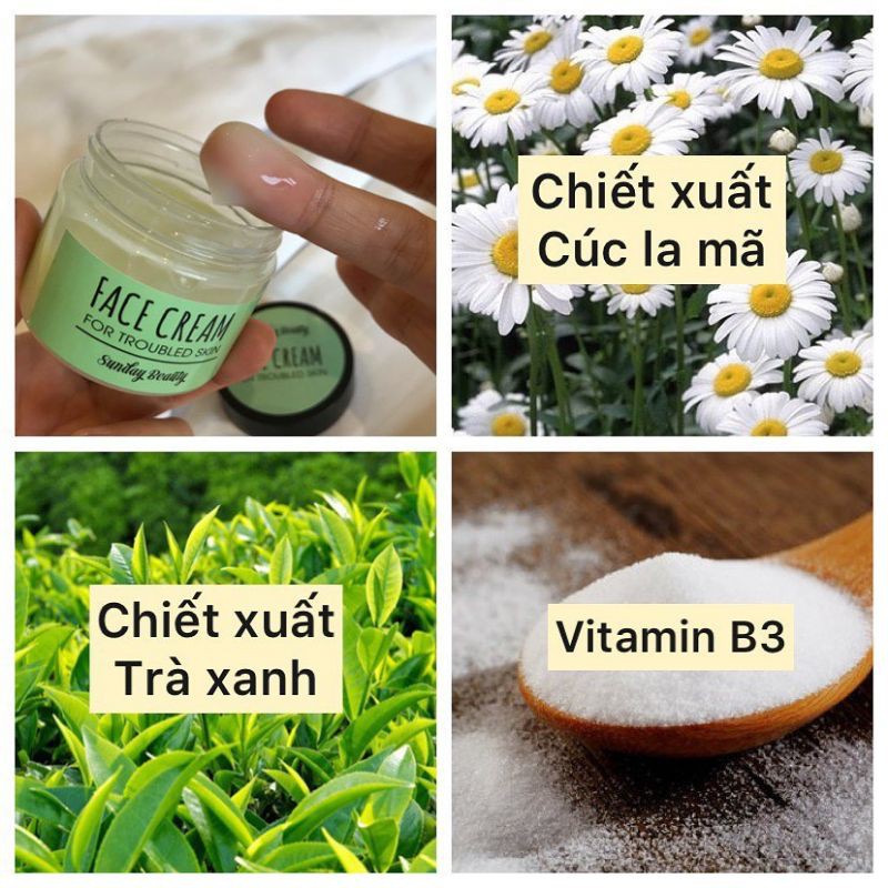 Kem dưỡng da mụn nhạy cảm, da dầu cấp ẩm kháng viêm giảm mụn thiên nhiên Face cream Sunday Beauty handmade | BigBuy360 - bigbuy360.vn