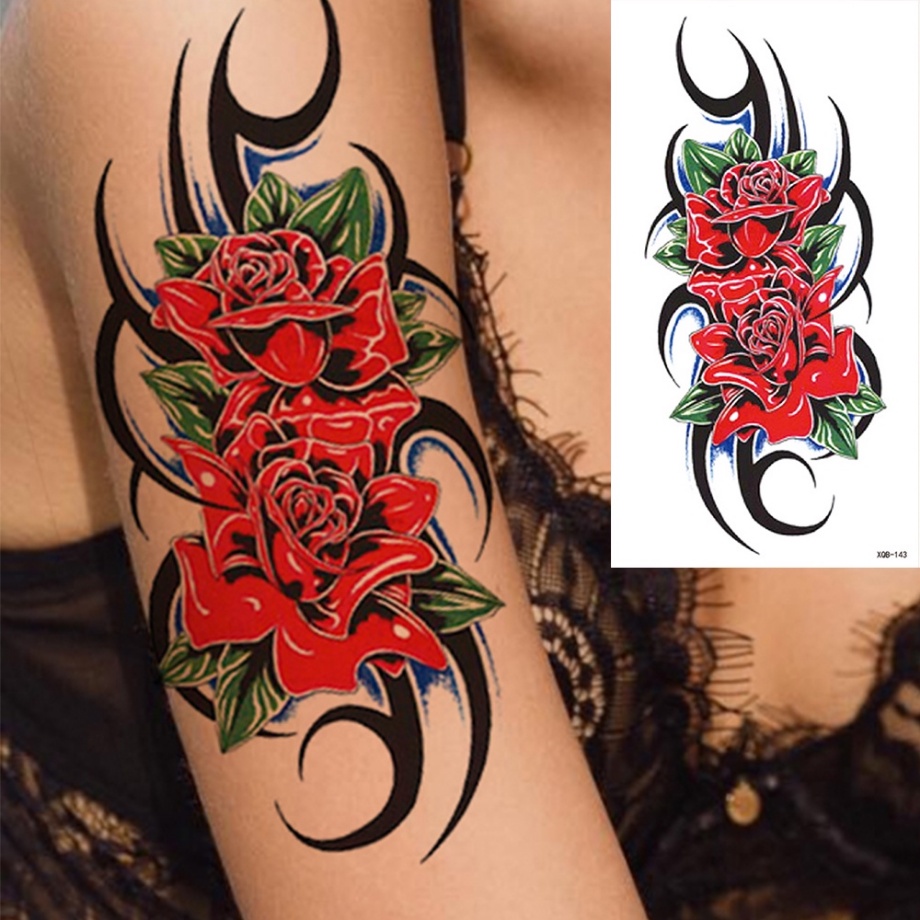 Hình Xăm Dán Tạm Thời Chống Nước Hình Hoa Hồng / Rồng / Hoa Sen / Rồng Nghệ Thuật Đẹp Mắt Cho Nữ