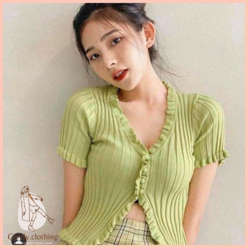 [Hàng Cao Cấp Loại 1 + Ảnh Thật] Áo Croptop Cổ V Chất Len Cao Cấp Cendy Clothing - CD082 | BigBuy360 - bigbuy360.vn