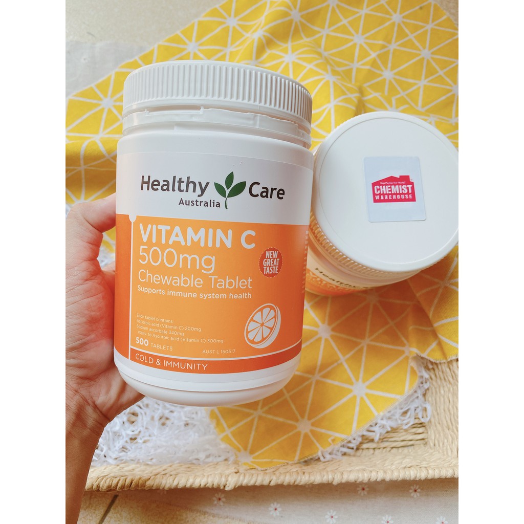 [Có tem CHEMIST] Viên C nhai Healthy Care Vitamin C 500mg 500 viên - Xuất xứ Úc