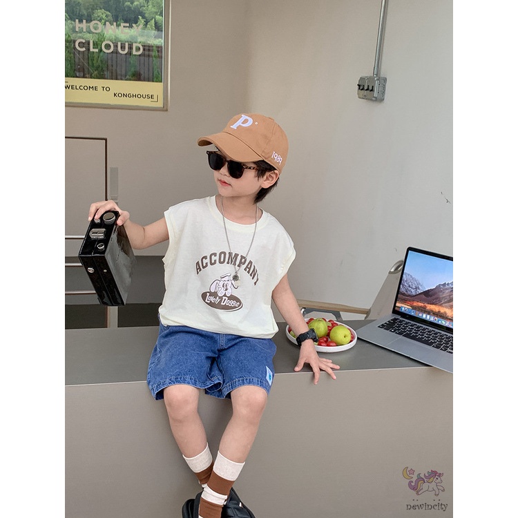 Áo Thun Sát Nách In Hoạt Hình Kiểu Hàn Quốc Thời Trang Mùa Hè Cho Bé