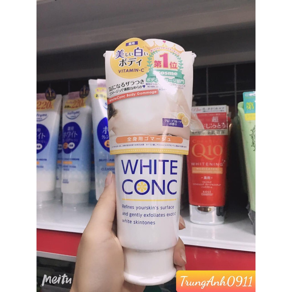 Tẩy da chết trắng da toàn thân WhiteConc Nhật Bản 180g