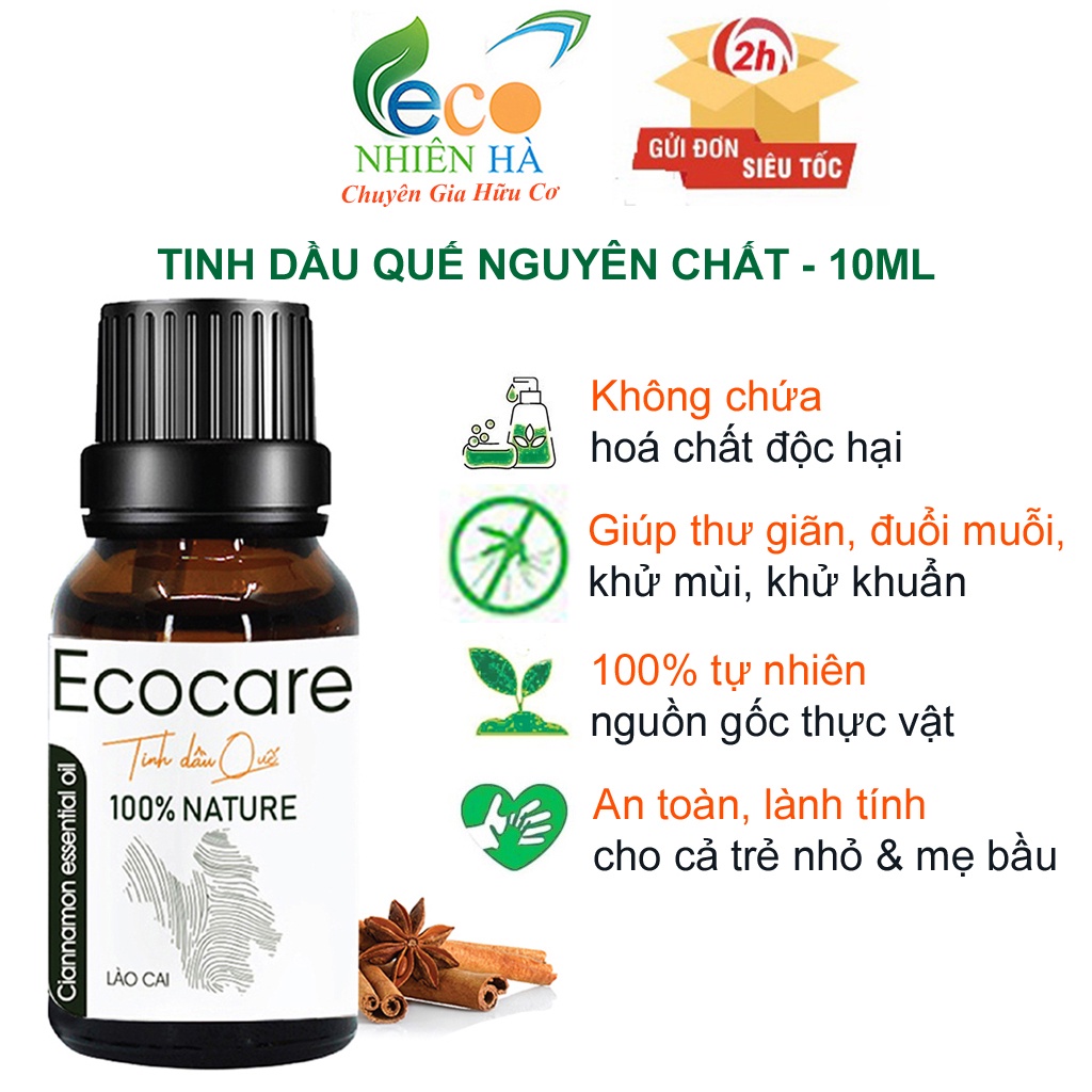 Tinh dầu ECOCARE 10ml, quế nguyên chất, tinh dầu thơm phòng khử mùi, đuổi côn trùng