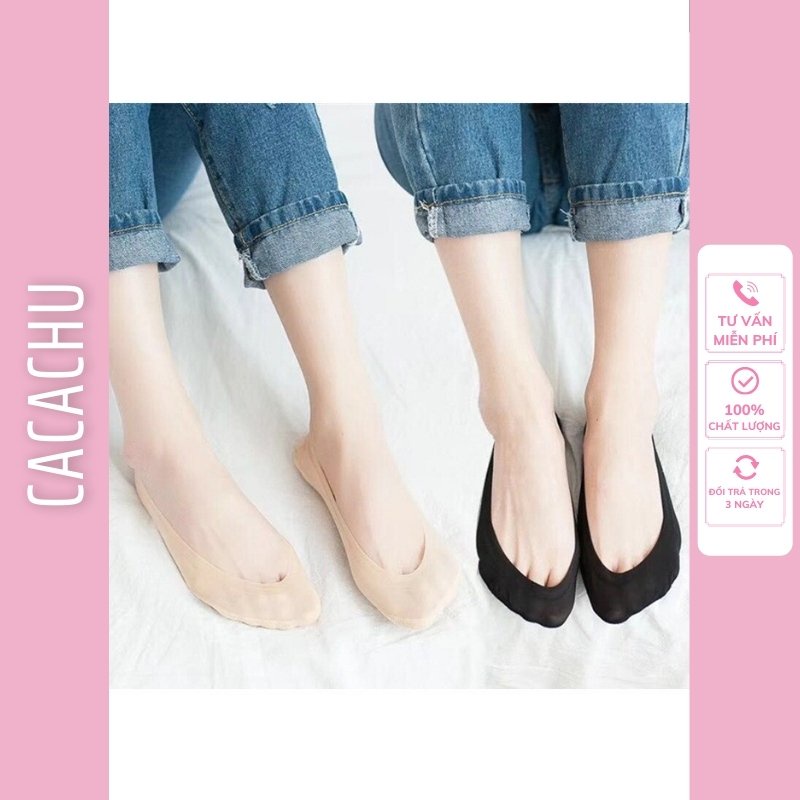 COMBO 5 đôi tất hài Lali da chân siêu dai mềm mỏng co giãn tốt CACACHU L02, Vớ lười nữ màu đen da hàn quốc giá rẻ