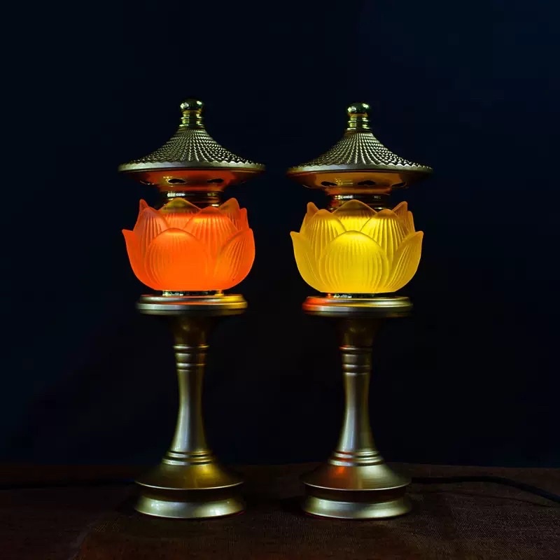 Đèn Thờ Cúng Hoa Sen Lưu Ly - Đèn Điện Thờ Phụng Led Đổi Màu cao cấp