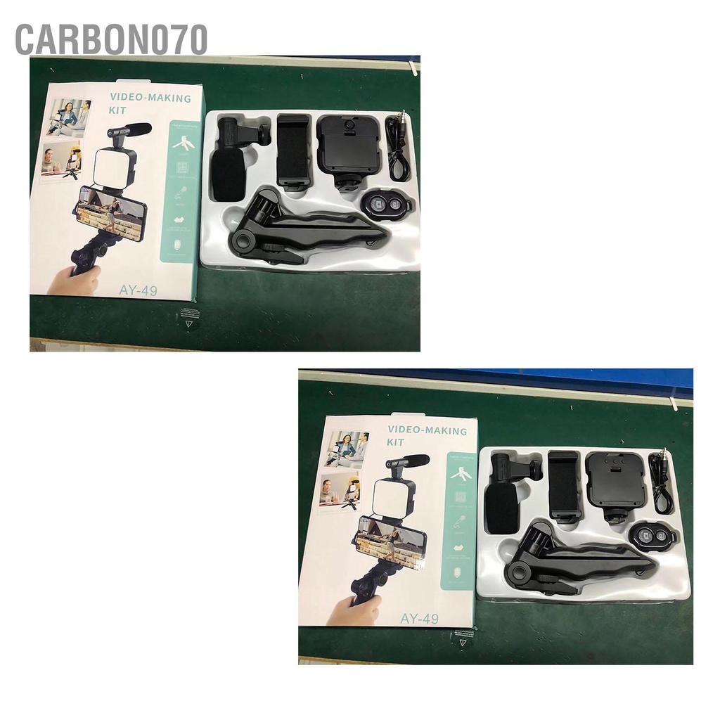 [Hàng HOT] Giá Đỡ Điện Thoại Ba chân Cầm Tay Có Đèn -  Mic Thu Âm - Chuyên Quay Video, Tiktok, Vlog, Livestream - Bộ thiết bị Vlog【Carbon070】