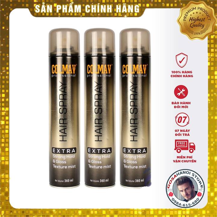 Gôm xịt tóc Colmav Professional 360ml tạo kiểu giữ nếp cho tóc dùng cho cả nam và nữ