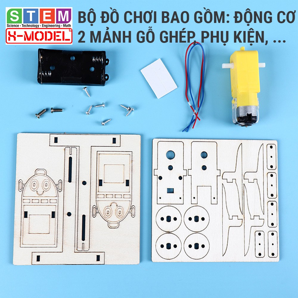 Robot gỗ bò hai chân cao đồ chơi STEM sáng tạo cho bé ST98 XMODEL, Đồ chơi cho bé DIY| Giáo dục STEM, STEAM