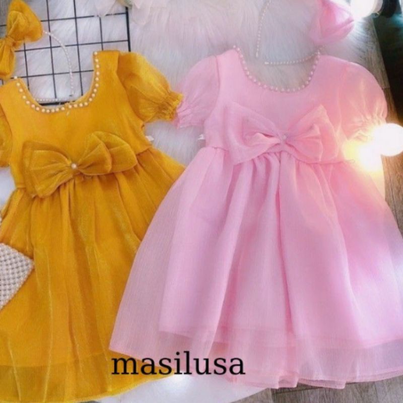 Đầm voan tơ tiểu thư xinh xắn size bé 2 3 4 5 tuổi